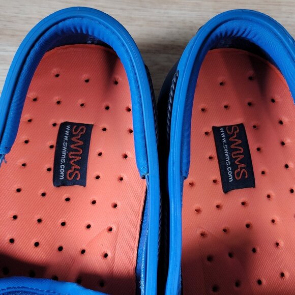 Swims Shoes Mens 9 Blue Black Orange Moccasin Driving Loafers‎ Water Beach - Picture 5 of 8
